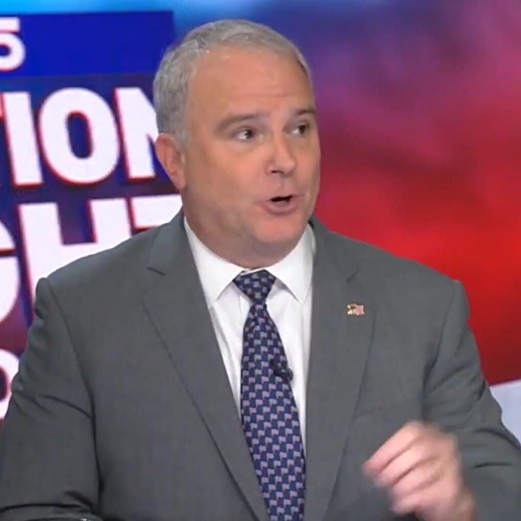 Brian Robinson speaking during a television interview